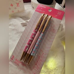 Barbie Pink and Blue Ballpoint Pens with Gold Accents
